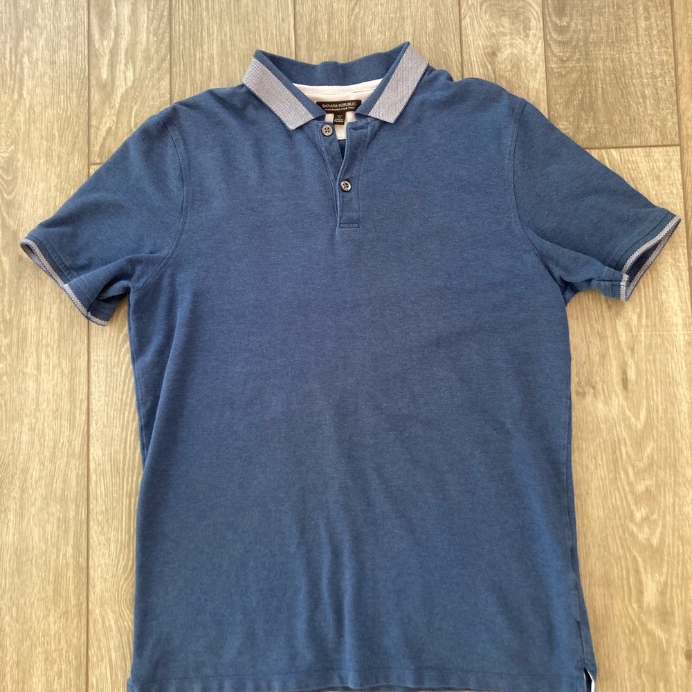 Banana Republic Blue Polo with Gray Trim